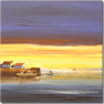 Keith Shaw, Original acrylic painting on board, Harbour at Sunset