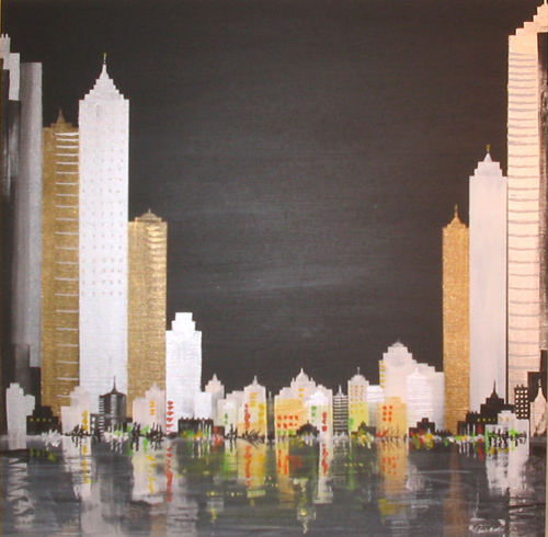 Keith Shaw, Original acrylic painting on board, Across the City