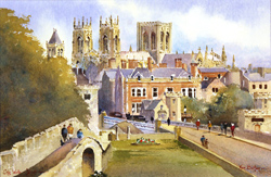 Ken Burton, Watercolour, City Walls, York Medium image. Click to enlarge