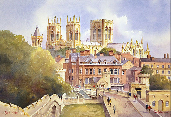 Ken Burton, Watercolour, City Walls, York No frame image. Click to enlarge