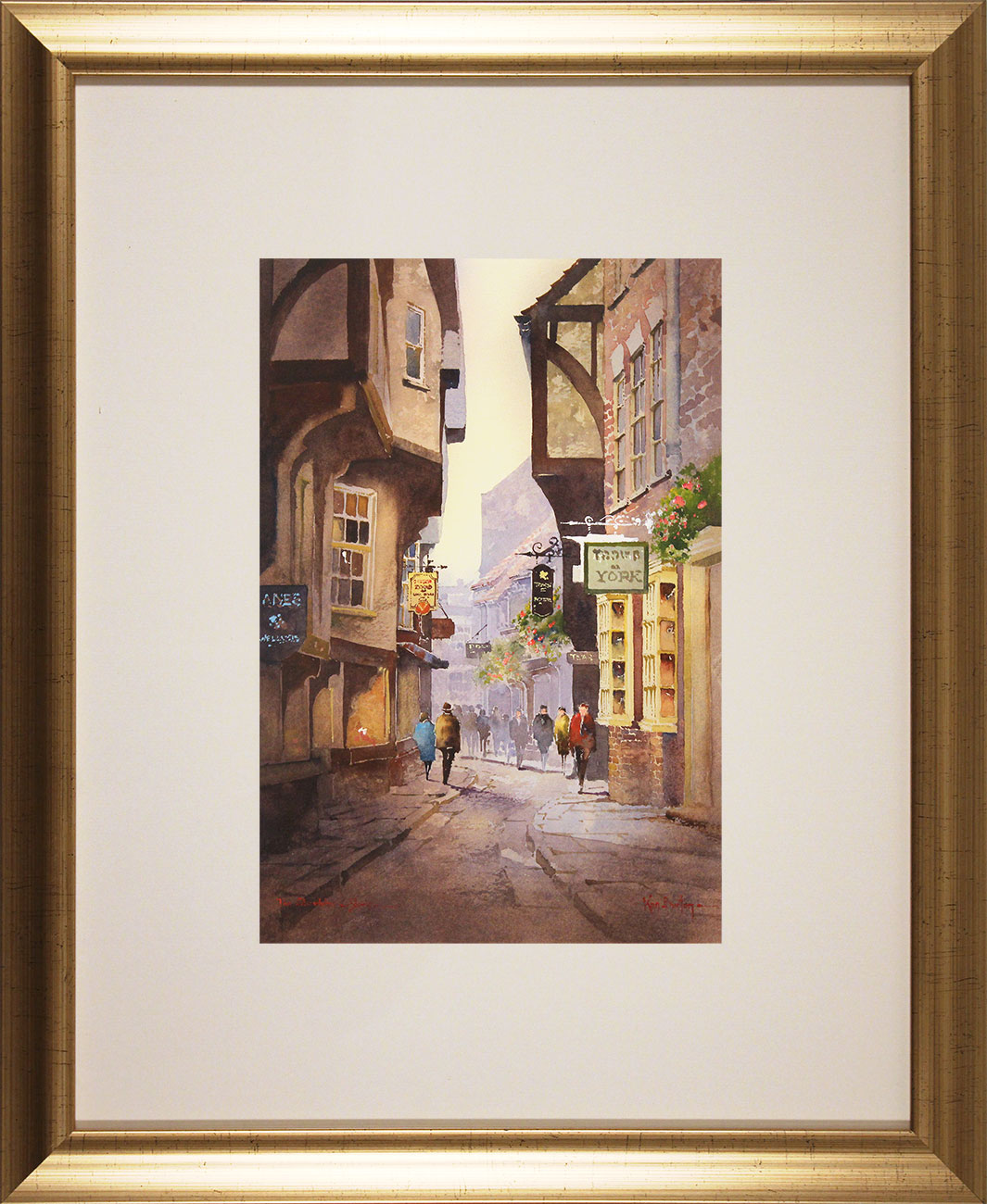 Ken Burton, Watercolour, Stroll Down The Shambles, York Click to enlarge