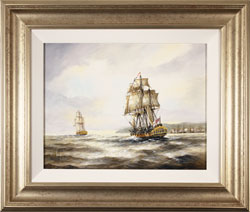 Ken Hammond, Original oil painting on canvas, HMS Rose Leaving Falmouth Medium image. Click to enlarge