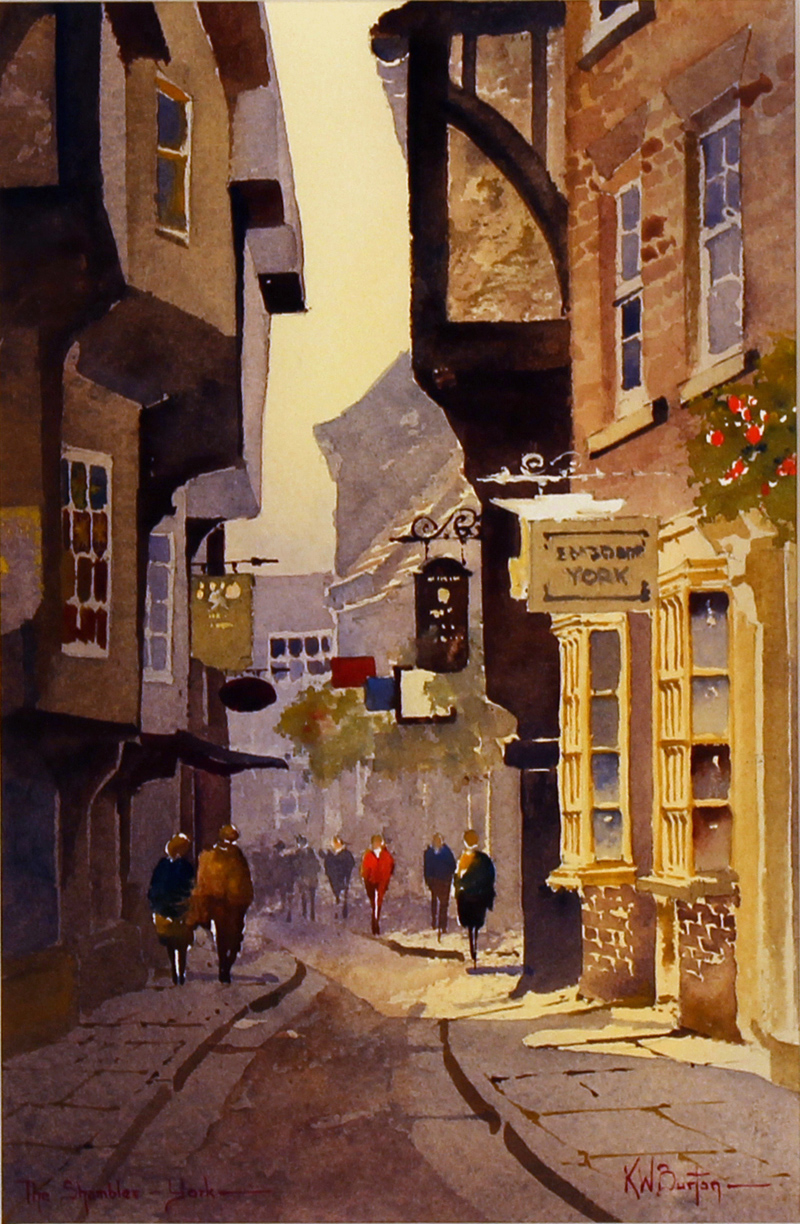 Ken Burton, Watercolour, The Shambles, York