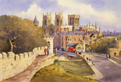 Ken Burton, Watercolour, The City Walls of York
