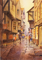 Ken Burton, Watercolour, The Shambles, York Medium image. Click to enlarge