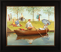 Lee Fearnley, Original oil painting on panel, Sunday Afternoon In The Park Medium image. Click to enlarge