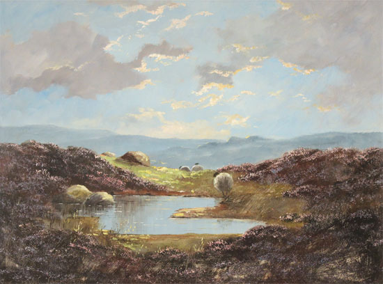 Lewis Creighton, Original oil painting on panel, Over the Moors
