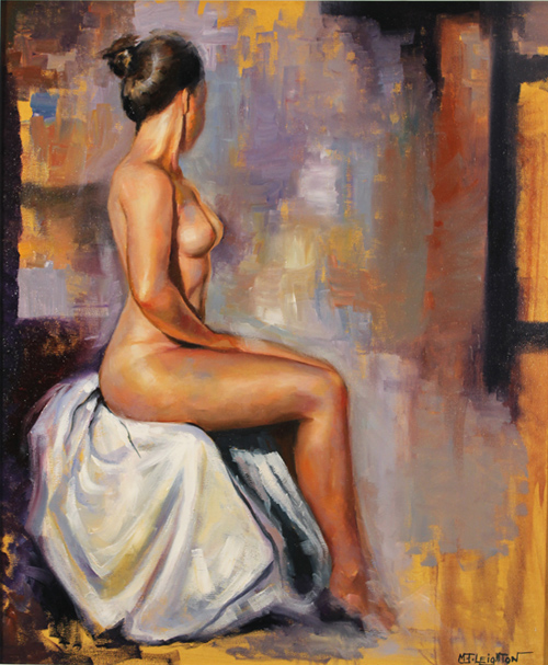 Martin Leighton, Original oil painting on canvas, Opulent Nude