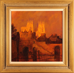 Stephen McGrath, Original oil painting on canvas, Sunset on The Minster, Bootham Bar, York Medium image. Click to enlarge