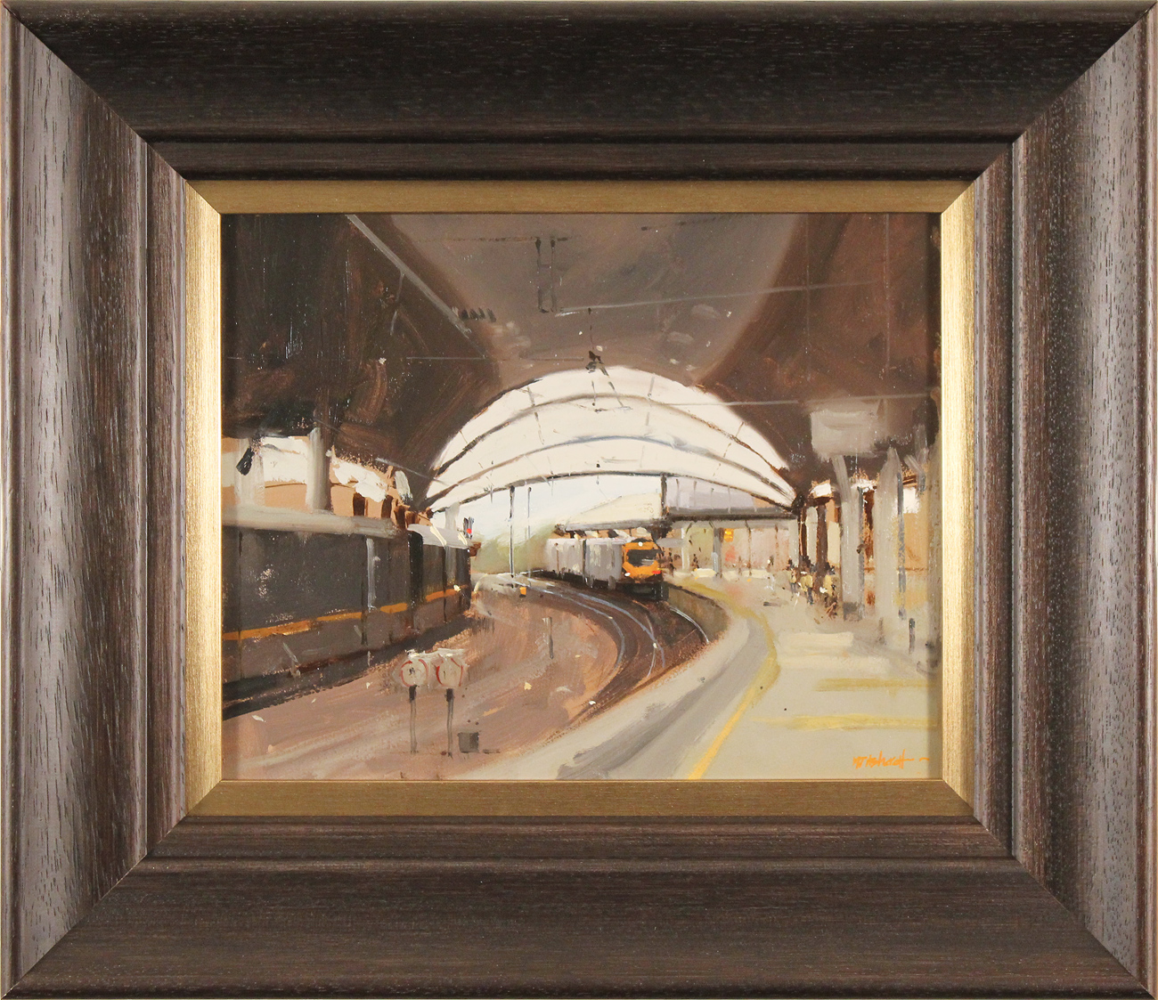 Michael John Ashcroft, ROI Original oil painting on panel, Train