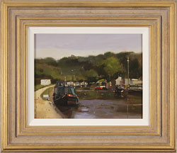 Michael John Ashcroft, ROI, Original oil painting on panel, Evening Moorings Medium image. Click to enlarge