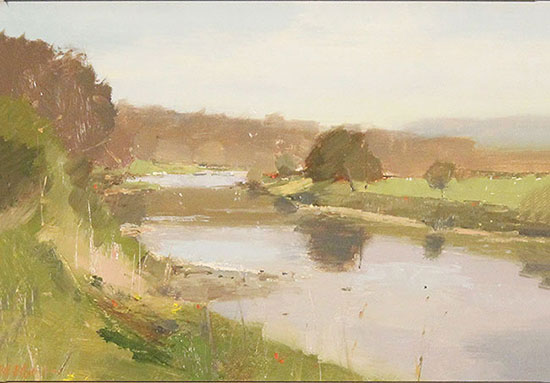 Michael John Ashcroft, ROI, Original oil painting on panel, Riverside Walk No frame image. Click to enlarge