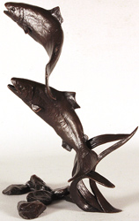 Michael Simpson, Bronze, Salmon Pair Leaping Medium image. Click to enlarge