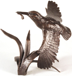 Michael Simpson, Bronze, Kingfisher in Flight Medium image. Click to enlarge