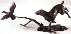 Michael Simpson, Bronze, Cocker Spaniel with Duck Medium image. Click to enlarge