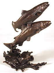 Michael Simpson, Bronze, Salmon Pair Leaping Medium image. Click to enlarge