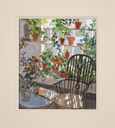 Mike Hall, Original acrylic painting on board, Chair in the Conservatory  Medium image. Click to enlarge