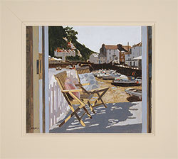 Mike Hall, Original acrylic painting on board, Polperro Harbour at Low Tide Medium image. Click to enlarge