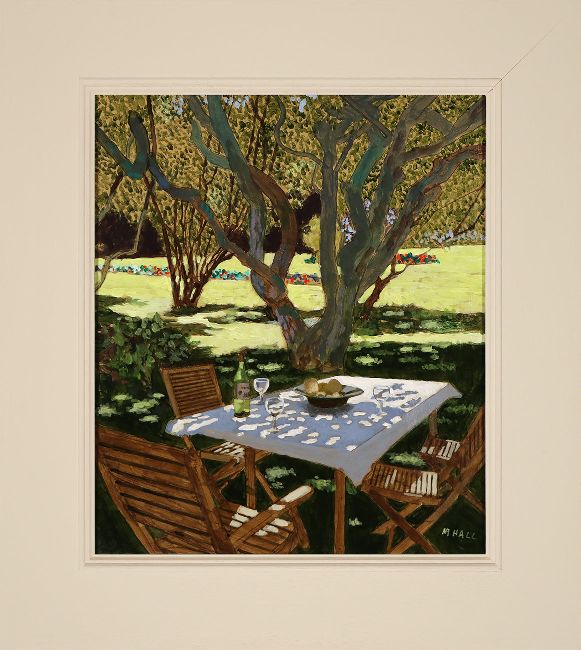 Mike Hall, Original acrylic painting on board, Cool Drinks in the Orchard Click to enlarge