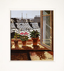 Mike Hall, Original acrylic painting on board, Rooftop View of Paris Medium image. Click to enlarge