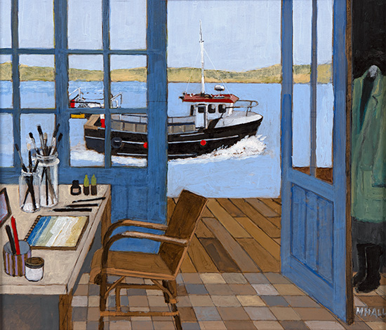 Mike Hall, Original acrylic painting on board, Going Fishing