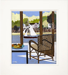 Mike Hall, Original acrylic painting on board, Yacht Passing By