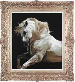 Natalie Stutely, Original oil painting on panel, Andalusian Stallion