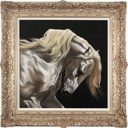 Natalie Stutely, Original oil painting on panel, Andalusian Stallion