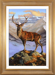 Natalie Stutely, Original oil painting on panel, Red Stag with Beinn Eighe, Torridon Medium image. Click to enlarge