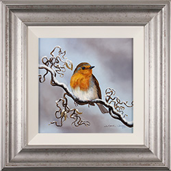 Natalie Stutely, Original oil painting on panel, Robin and Corkscrew Hazel Medium image. Click to enlarge