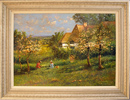 Paul Attfield, Original oil painting on panel, In the Apple Orchard Medium image. Click to enlarge
