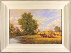 Paul Morgan, Original oil painting on panel, Haymaking Medium image. Click to enlarge