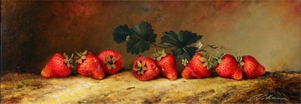 Paul Wilson, Original oil painting on panel, Strawberries No frame image. Click to enlarge