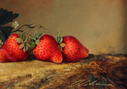 Paul Wilson, Original oil painting on panel, Strawberries Signature image. Click to enlarge