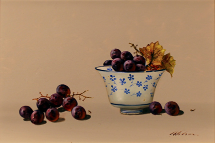 Paul Wilson, Original oil painting on panel, Grapes No frame image. Click to enlarge
