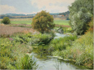 Peter Barker, Original oil painting on panel, August by the Welland Medium image. Click to enlarge