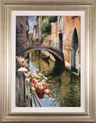 Raffaele Fiore, Original oil painting on canvas, Venetian Canal