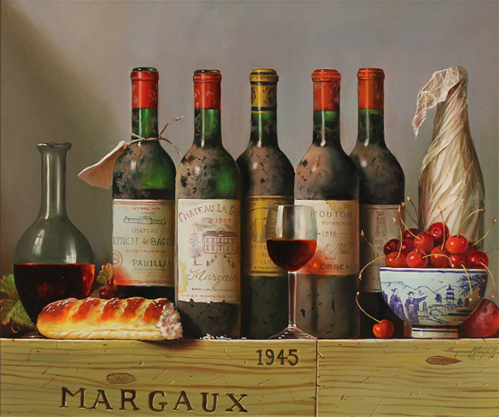 Raymond Campbell, Original oil painting on panel, The Vintner's Finest