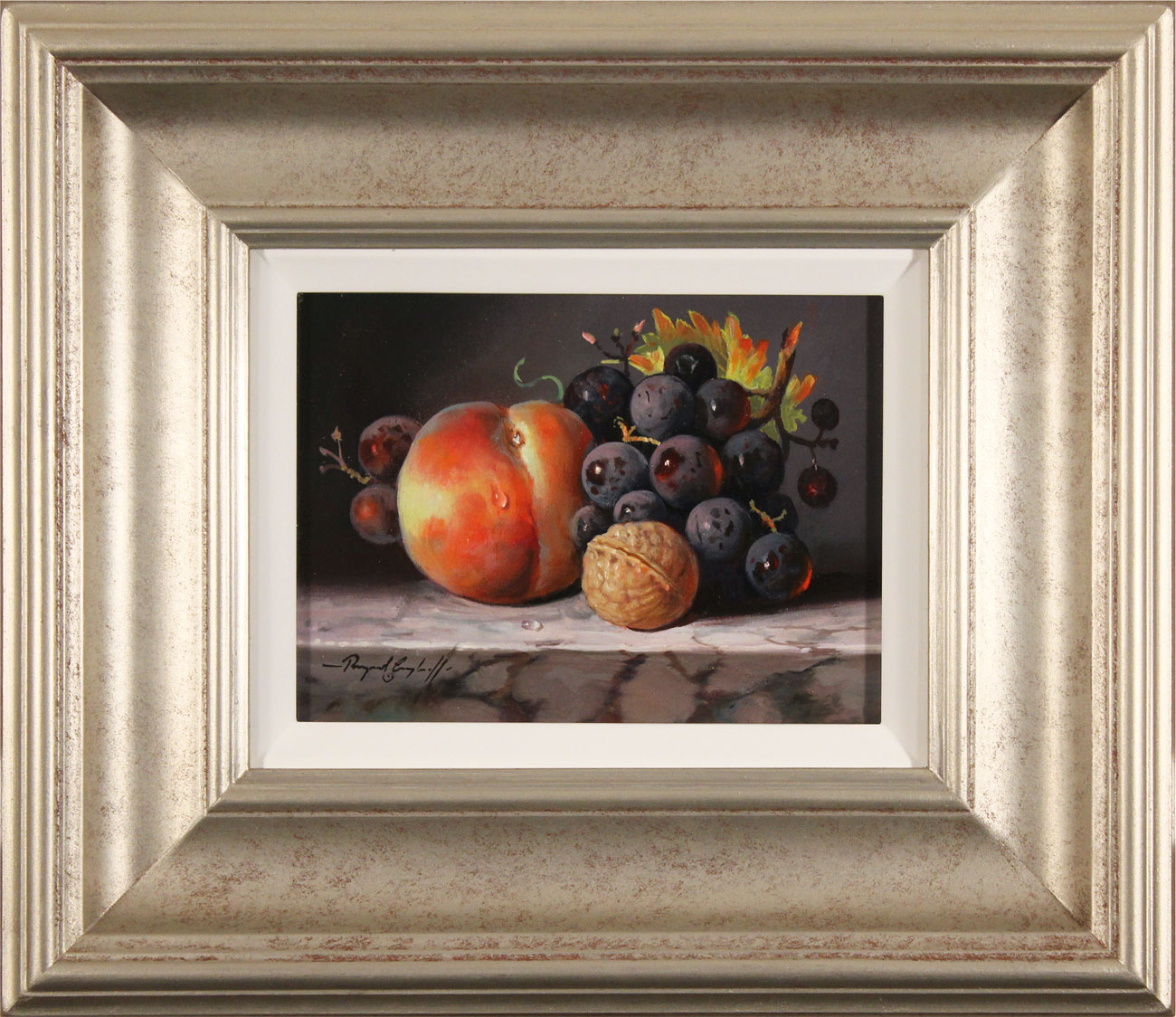 Raymond Campbell, Original oil painting on panel, Fruit and Walnut