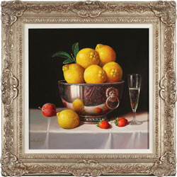 Raymond Campbell, Original oil painting on panel, Bowl of Lemons Medium image. Click to enlarge