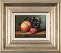 Raymond Campbell, Original oil painting on panel, Peach, Plum and Grapes Medium image. Click to enlarge