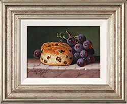 Raymond Campbell, Original oil painting on panel, Scone with Grapes Medium image. Click to enlarge