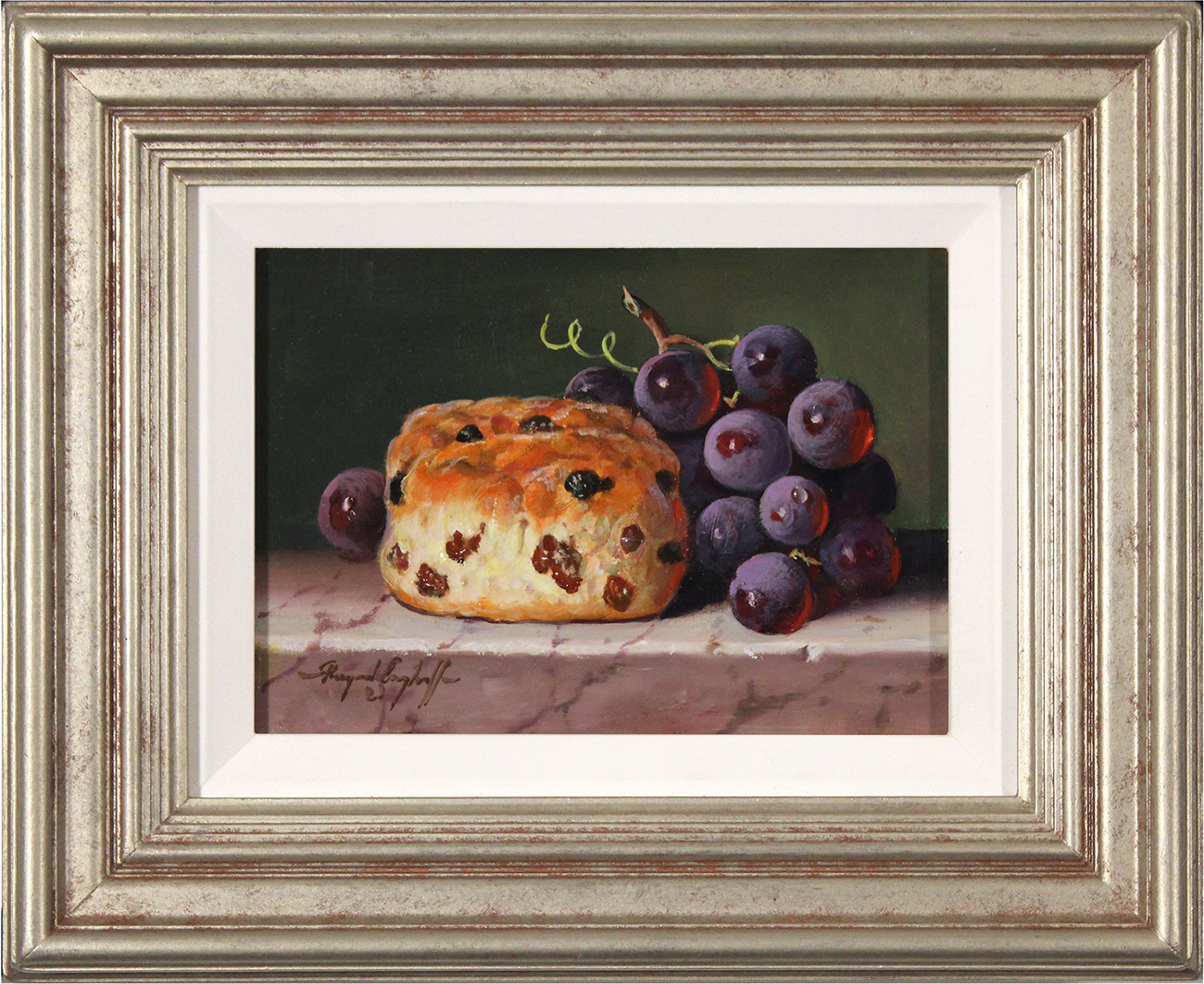 Raymond Campbell, Original oil painting on panel, Scone with Grapes Click to enlarge