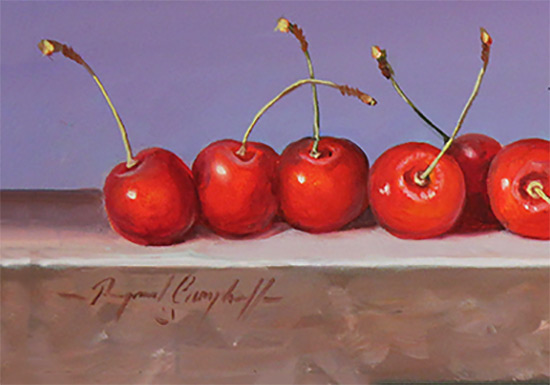 Raymond Campbell, Original oil painting on panel, Cherries Signature image. Click to enlarge