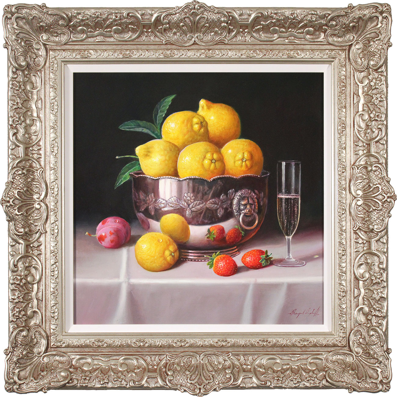 Raymond Campbell, Original oil painting on panel, Bowl of Lemons Click to enlarge