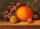 Raymond Campbell, Original oil painting on panel, Orange and Grapes Medium image. Click to enlarge