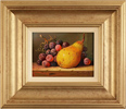 Raymond Campbell, Original oil painting on panel, Single Pear and Grapes Medium image. Click to enlarge