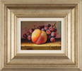 Raymond Campbell, Original oil painting on panel, Single Peach and Grapes Medium image. Click to enlarge
