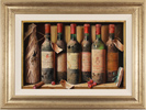 Raymond Campbell, Original oil painting on panel, A Row of Bottles Medium image. Click to enlarge