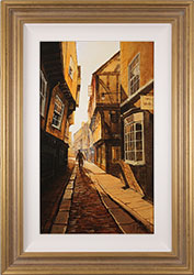 Richard Telford, Original oil painting on panel, Shadows on The Shambles, York Medium image. Click to enlarge